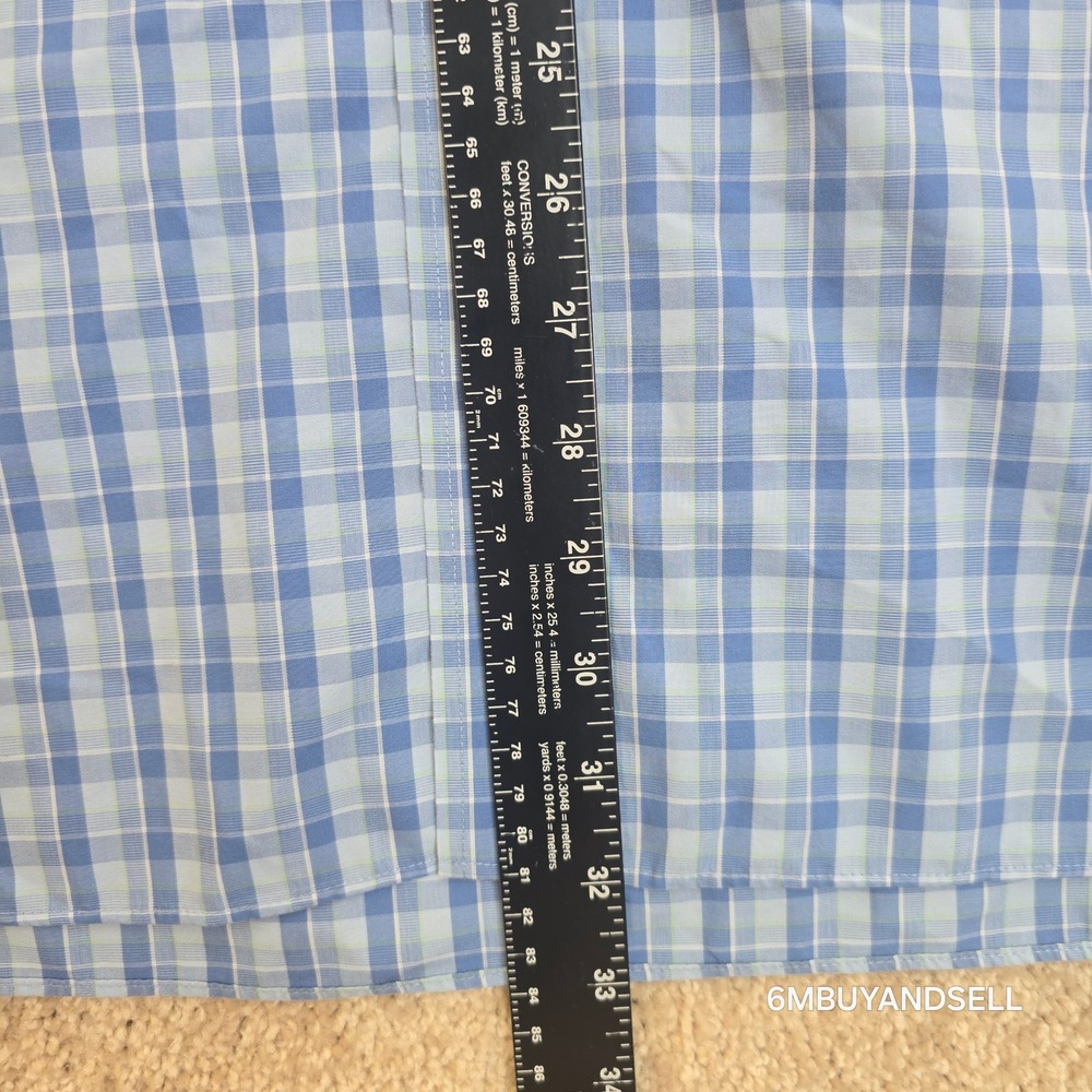 Eddie Bauer Mens XXL Tall Blue Plaid Short Sleeve Button Up Relaxed Fit Shirt - Picture 9 of 12